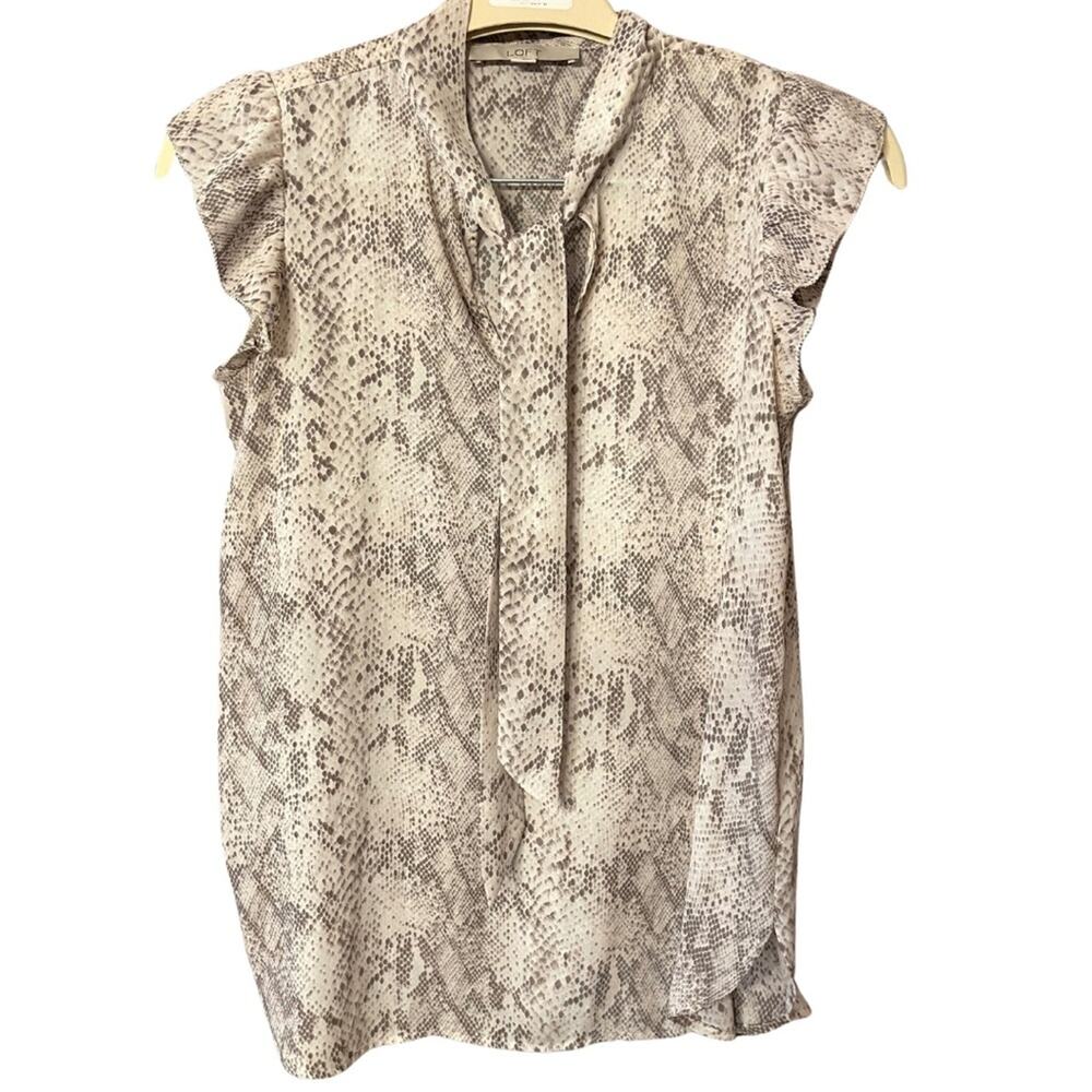 Loft Snakeskin Print Sleeveless Blouse. Size Xs - image 2